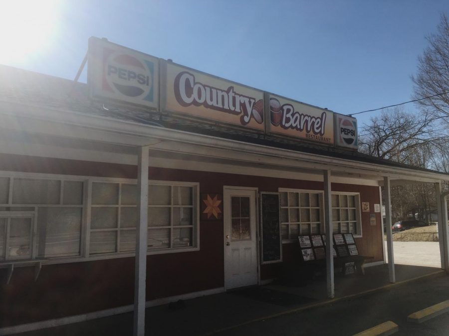 An outside look of the Country Barrel restaurant. 