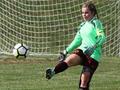 Sophomore Lauren Uhl playing goalkeeper at her Cincinnati West soccer game. 