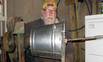 My Grandpa working on plumbing in his basement before his diagnosis 