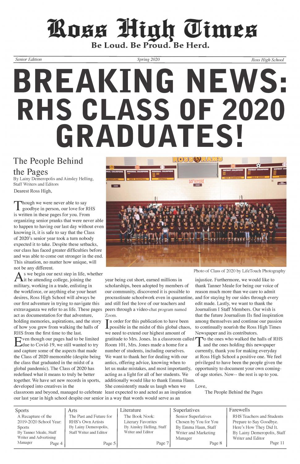 2020 Senior Edition Newspaper – Ross High Times