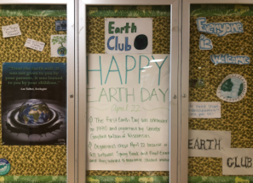 The Earth Club display that hangs in the hallway by Ms. Mitchells room. 
