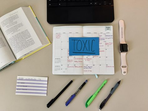 The book bento-box above pictures a planner, several pens, a to do list and other items which aid in task management. 