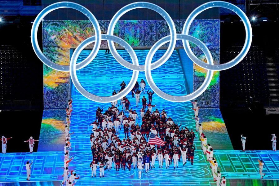 The United States walking in at the opening ceremony of the 2022 Beijing Olympics. Picture taken by Michael Madrid from USA Today.