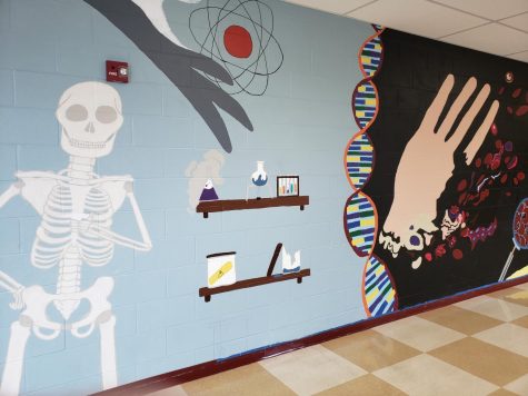 A part of the science mural outside of rooms 202 and 204 on the second floor of RHS.