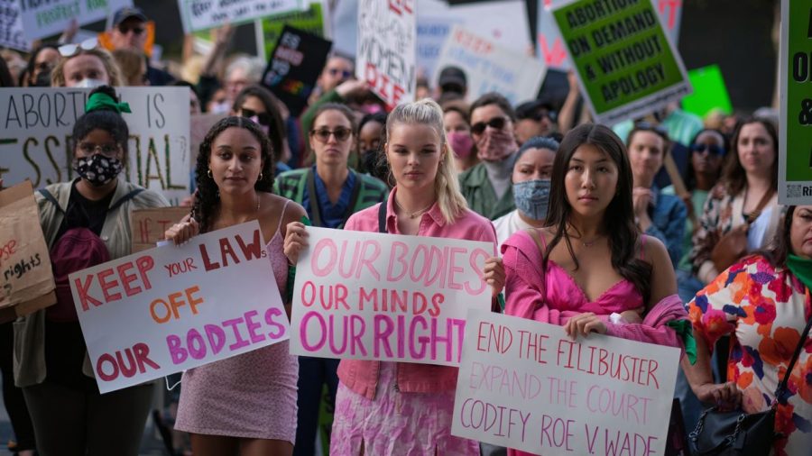 Pro-abortion protesters rally in New York on Mother’s Day.