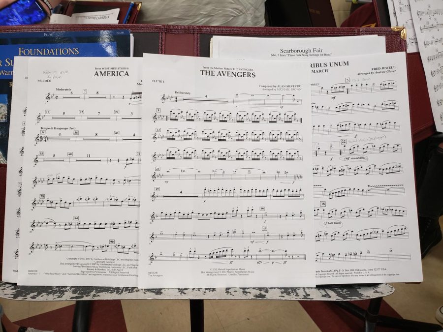 The concert band’s lineup of songs for ConZart: The Avengers, America, E Pluribus Unum, and Scarborough Fair.