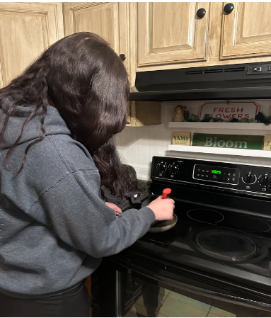 Butler Tech Senior Whitney Adkinson cooked dinner at home.