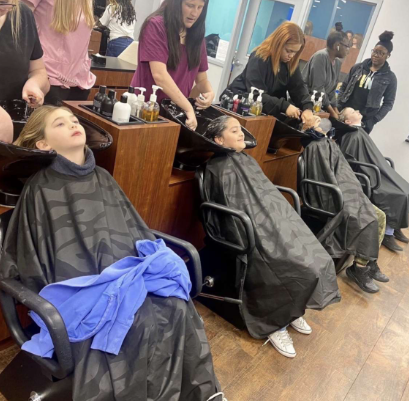Butler Tech Students do hair in the Cosmetology Program.