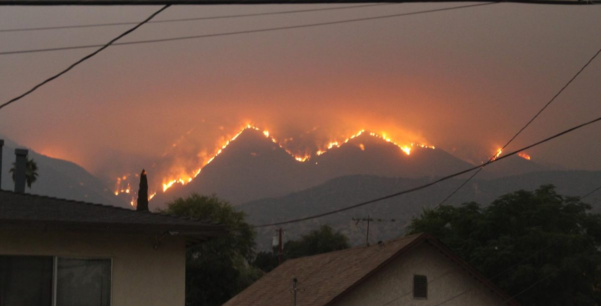 Fire burning in the San Gabriel Mountains, Los Angeles.